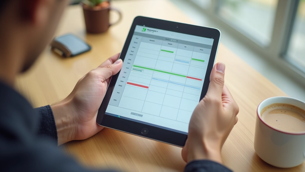 Person using tablet to track workload and monitor task distribution