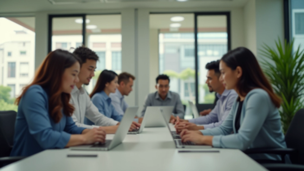 Team collaboration in modern office space